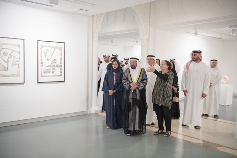 HH Sheikh Dr Sultan bin Mohammed Al Qasimi, member of the Federal Supreme Council, Ruler of Sharjah, opened Mona Saudi: Poetry and Form exhibition