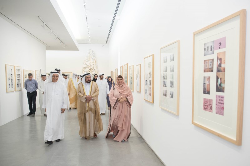 HH Sheikh Dr Sultan bin Mohammed Al Qasimi, member of the Federal Supreme Council, Ruler of Sharjah, opens Hassan Sharif retrospective at Sharjah Art Foundation